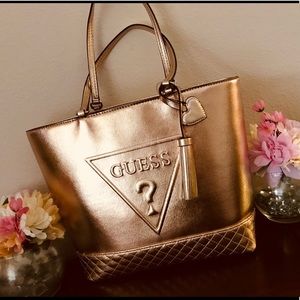 Guess Rose Gold Tote Purse